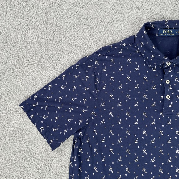 Polo Ralph Lauren Polo Men Medium Blue Anchors Nautical Embroidered‎ R67 - Picture 9 of 16